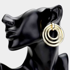 Gold Triple Hoop Open Circle Earrings Bold Look